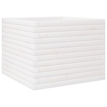 vidaXL Ζαρντινιέρα Κήπου Λευκή 60x60x46 εκ. από Μασίφ Ξύλο Πεύκου