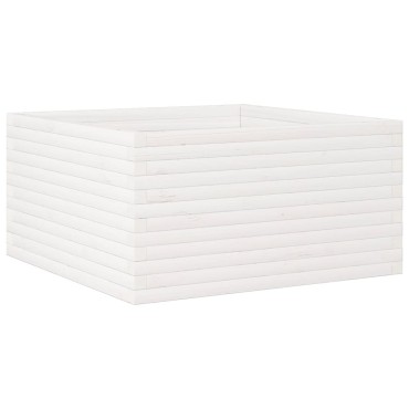 vidaXL Ζαρντινιέρα Κήπου Λευκή 90x90x46 εκ. από Μασίφ Ξύλο Πεύκου