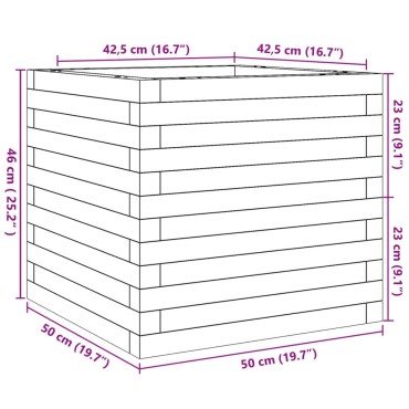 vidaXL Ζαρντινιέρα Καφέ Κεριού 50x50x46 εκ. από Μασίφ Ξύλο Πεύκου