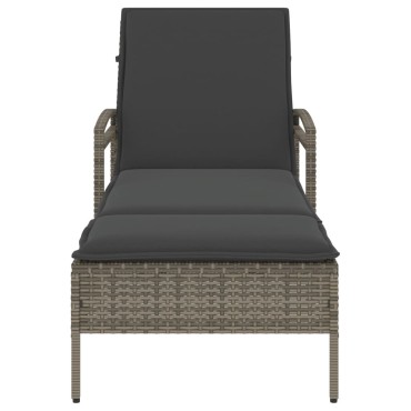 vidaXL Ξαπλώστρα Γκρι 63x200x81cm από Συνθετικό Ρατάν με Μαξιλάρι 1 τεμ.