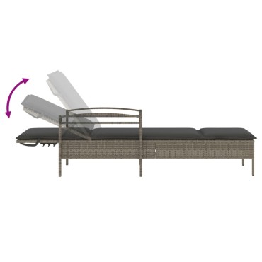 vidaXL Ξαπλώστρα Γκρι 63x200x81cm από Συνθετικό Ρατάν με Μαξιλάρι 1 τεμ.