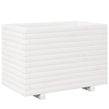 vidaXL Ζαρντινιέρα Κήπου Λευκή 70x40x49,5 εκ. από Μασίφ Ξύλο Πεύκου