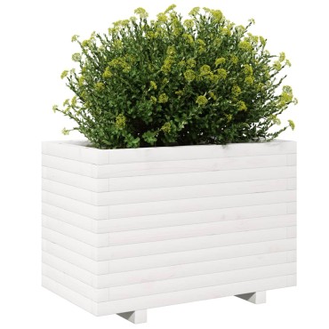 vidaXL Ζαρντινιέρα Κήπου Λευκή 70x40x49,5 εκ. από Μασίφ Ξύλο Πεύκου