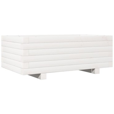 vidaXL Ζαρντινιέρα Κήπου Λευκή 70x40x26,5 εκ. από Μασίφ Ξύλο Πεύκου
