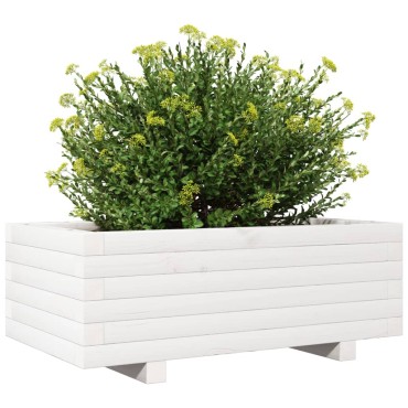 vidaXL Ζαρντινιέρα Κήπου Λευκή 70x40x26,5 εκ. από Μασίφ Ξύλο Πεύκου