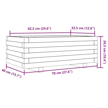 vidaXL Ζαρντινιέρα Κήπου Λευκή 70x40x26,5 εκ. από Μασίφ Ξύλο Πεύκου