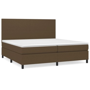 vidaXL Κρεβάτι Boxspring με Στρώμα Σκούρο Καφέ 200x200cm Υφασμάτινο 1 τεμ. - Διπλό