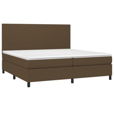 vidaXL Κρεβάτι Boxspring με Στρώμα Σκούρο Καφέ 200x200cm Υφασμάτινο 1 τεμ. - Διπλό
