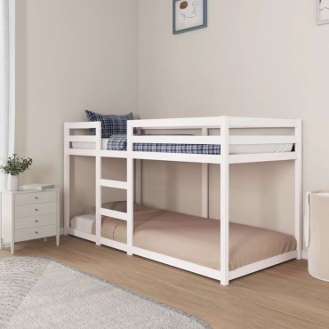 vidaXL Κουκέτα Λευκό 90x200cm από Μασίφ Ξύλο Πεύκου 1 τεμ. - Μονό