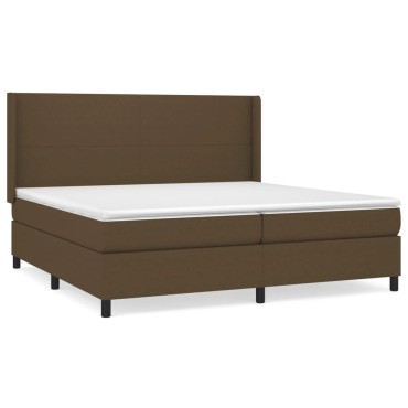 vidaXL Κρεβάτι Boxspring με Στρώμα Σκούρο Καφέ 200x200cm Υφασμάτινο 1 τεμ. - Διπλό