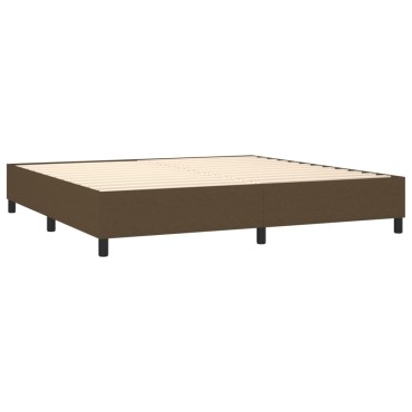vidaXL Κρεβάτι Boxspring με Στρώμα & LED Σκ.Καφέ 200x200cm Υφασμάτινο 1 τεμ. - Διπλό