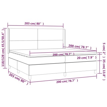 vidaXL Κρεβάτι Boxspring με Στρώμα & LED Σκ.Καφέ 200x200cm Υφασμάτινο 1 τεμ. - Διπλό