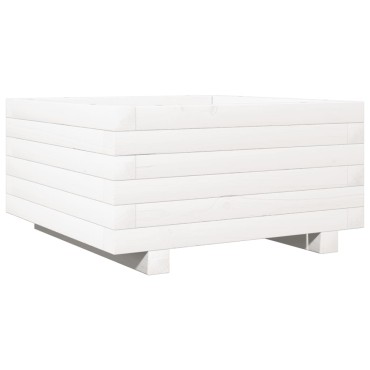 vidaXL Ζαρντινιέρα Κήπου Λευκή 50x50x26,5 εκ. από Μασίφ Ξύλο Πεύκου