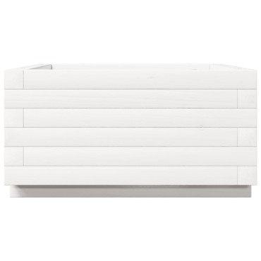vidaXL Ζαρντινιέρα Κήπου Λευκή 50x50x26,5 εκ. από Μασίφ Ξύλο Πεύκου