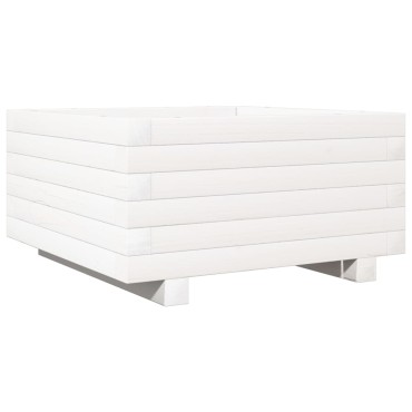 vidaXL Ζαρντινιέρα Κήπου Λευκή 50x50x26,5 εκ. από Μασίφ Ξύλο Πεύκου