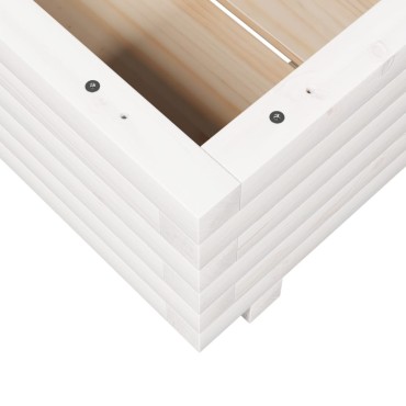 vidaXL Ζαρντινιέρα Κήπου Λευκή 50x50x26,5 εκ. από Μασίφ Ξύλο Πεύκου