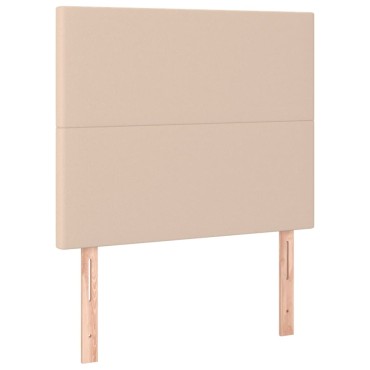 vidaXL Κρεβάτι Boxspring Στρώμα&LED Καπουτσίνο 90x200 εκ. Συνθ. Δέρμα