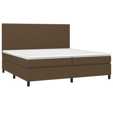 vidaXL Κρεβάτι Boxspring με Στρώμα & LED Σκ.Καφέ 200x200cm Υφασμάτινο 1 τεμ. - Διπλό