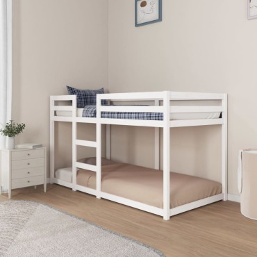 vidaXL Κουκέτα Λευκό 90x190cm από Μασίφ Ξύλο Πεύκου 1 τεμ. - Μονό