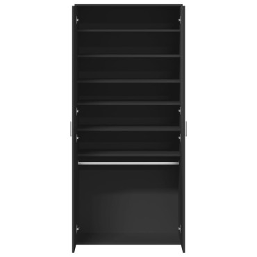 vidaXL Παπουτσοθήκη Μαύρη 80x39x178cm από Επεξεργασμένο Ξύλο
