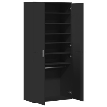 vidaXL Παπουτσοθήκη Μαύρη 80x39x178cm από Επεξεργασμένο Ξύλο