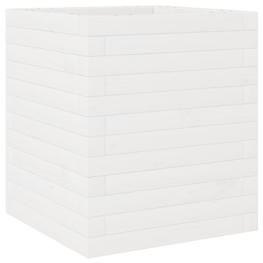 vidaXL Ζαρντινιέρα Κήπου Λευκή 40x40x46 εκ. από Μασίφ Ξύλο Πεύκου