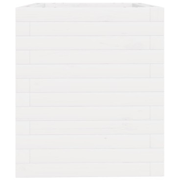 vidaXL Ζαρντινιέρα Κήπου Λευκή 40x40x46 εκ. από Μασίφ Ξύλο Πεύκου