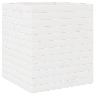 vidaXL Ζαρντινιέρα Κήπου Λευκή 40x40x46 εκ. από Μασίφ Ξύλο Πεύκου