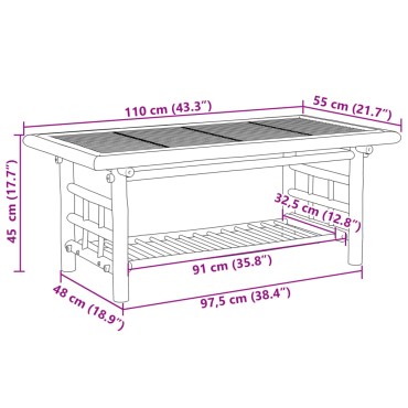 vidaXL Τραπεζάκι Σαλονιού 110x55x45cm από Μπαμπού 1 τεμ.