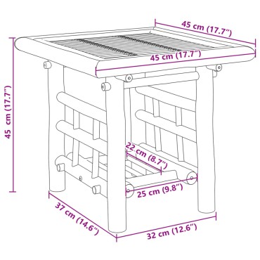 vidaXL Τραπεζάκι Βοηθητικό 45x45x45cm από Μπαμπού 1 τεμ.