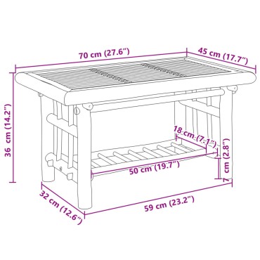 vidaXL Τραπεζάκι Σαλονιού 70x45x36cm από Μπαμπού 1 τεμ.