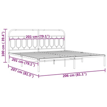 vidaXL Πλαίσιο Κρεβατιού με Κεφαλάρι Λευκό 200 x 200 εκ. Μεταλλικό
