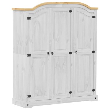 vidaXL Ντουλάπα Corona Λευκό 151,5x52x186cm από Μασίφ Ξύλο Πεύκου 1 τεμ.