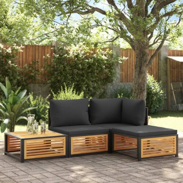 vidaXL Σκαμπό Κήπου 68x68x30cm από Μασίφ Ξύλο Ακακίας με Μαξιλάρι