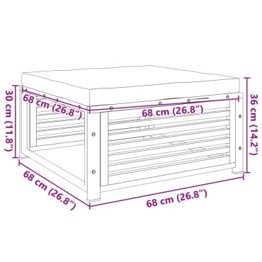 vidaXL Σκαμπό Κήπου 68x68x30cm από Μασίφ Ξύλο Ακακίας με Μαξιλάρι