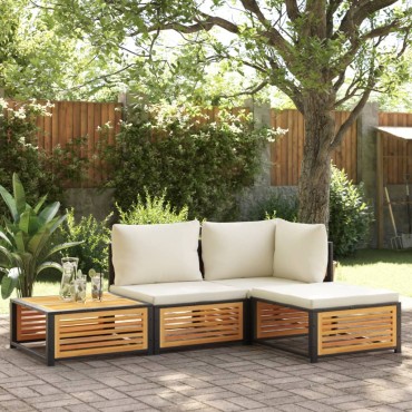 vidaXL Σκαμπό Κήπου 68x68x30cm από Μασίφ Ξύλο Ακακίας με Μαξιλάρι