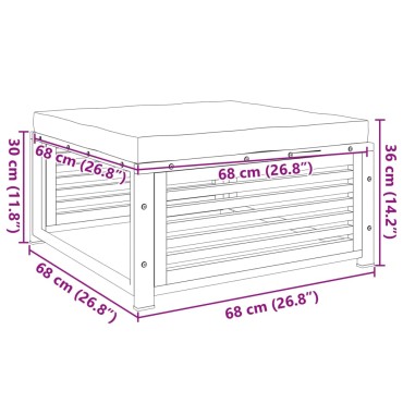 vidaXL Σκαμπό Κήπου 68x68x30cm από Μασίφ Ξύλο Ακακίας με Μαξιλάρι