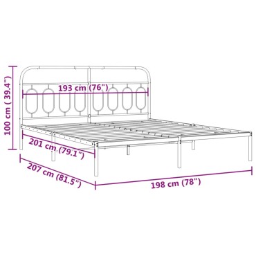 vidaXL Πλαίσιο Κρεβατιού με Κεφαλάρι Λευκό 193 x 203 εκ. Μεταλλικό