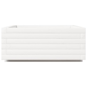 vidaXL Ζαρντινιέρα Κήπου Λευκή 60x60x26,5 εκ. από Μασίφ Ξύλο Πεύκου