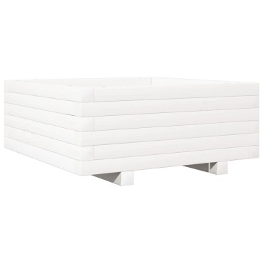 vidaXL Ζαρντινιέρα Κήπου Λευκή 60x60x26,5 εκ. από Μασίφ Ξύλο Πεύκου