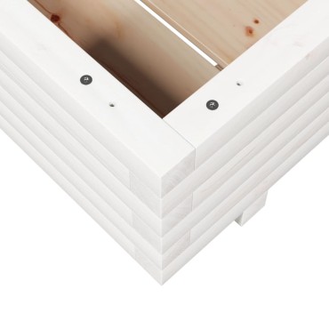 vidaXL Ζαρντινιέρα Κήπου Λευκή 60x60x26,5 εκ. από Μασίφ Ξύλο Πεύκου