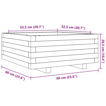 vidaXL Ζαρντινιέρα Κήπου Λευκή 60x60x26,5 εκ. από Μασίφ Ξύλο Πεύκου