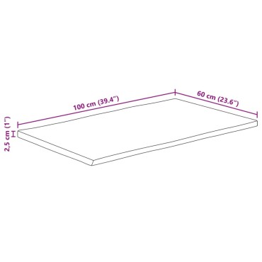 vidaXL Επιφάνεια Τραπεζιού 100x60x2,5cm Live Edge Μασίφ Ξύλο Μάνγκο 1 τεμ.