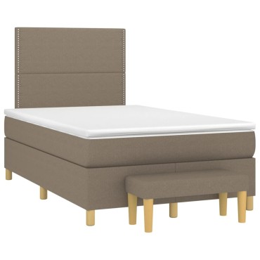 vidaXL Κρεβάτι Boxspring με Στρώμα Taupe 120x190 εκ. Υφασμάτινο