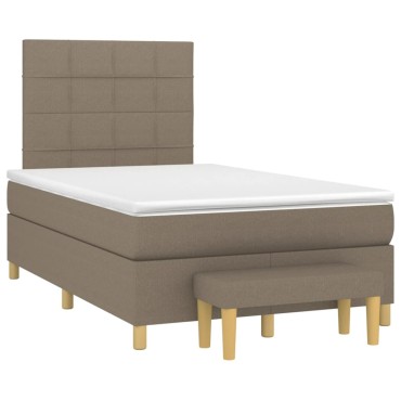 vidaXL Κρεβάτι Boxspring με Στρώμα Taupe 120x190 εκ. Υφασμάτινο