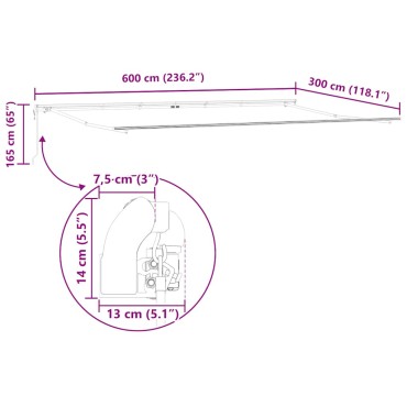 vidaXL Τέντα Πτυσσόμενη Αυτόματη Μπορντό 600x300 εκ.
