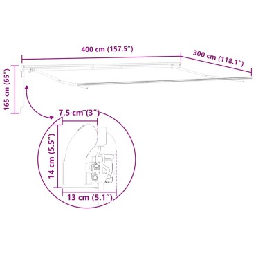 vidaXL Τέντα Πτυσσόμενη Αυτόματη Ανθρακί / Λευκή 400x300 εκ.