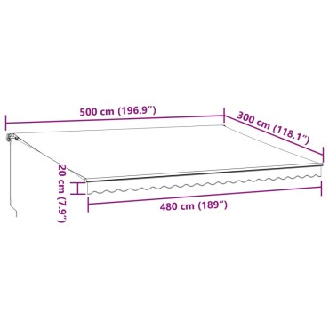 vidaXL Τέντα Πτυσσόμενη Χειροκίνητη με LED Μπορντό 500x300 εκ.
