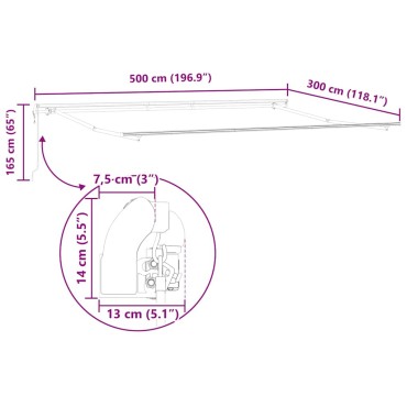 vidaXL Τέντα Πτυσσόμενη Αυτόματη με LED Ανθρακί / Λευκή 500x300 εκ.