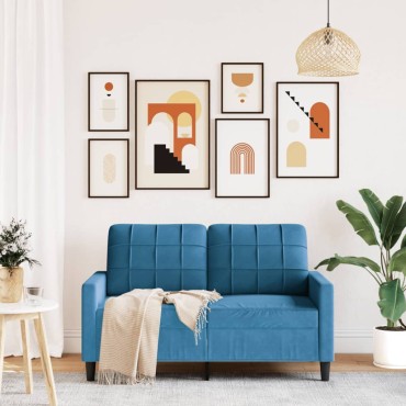 vidaXL Καναπές Διθέσιος Μπλε Βελούδινος 137x77x80cm 1 τεμ.